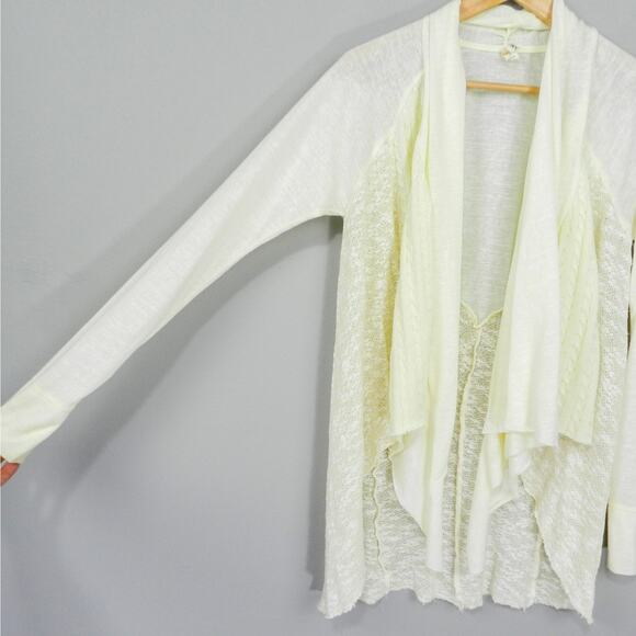 Anthropologie Tiny Boho Lace Open Draped Long Cardigan Size XS Ivory Cream Knit - Picture 5 of 12